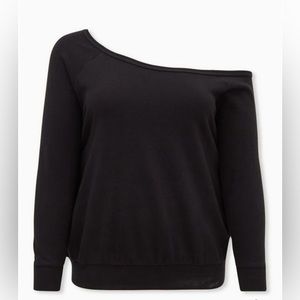 Torrid Off-Shoulder Lt Weight French Terry Sweatshirt Black sz 2